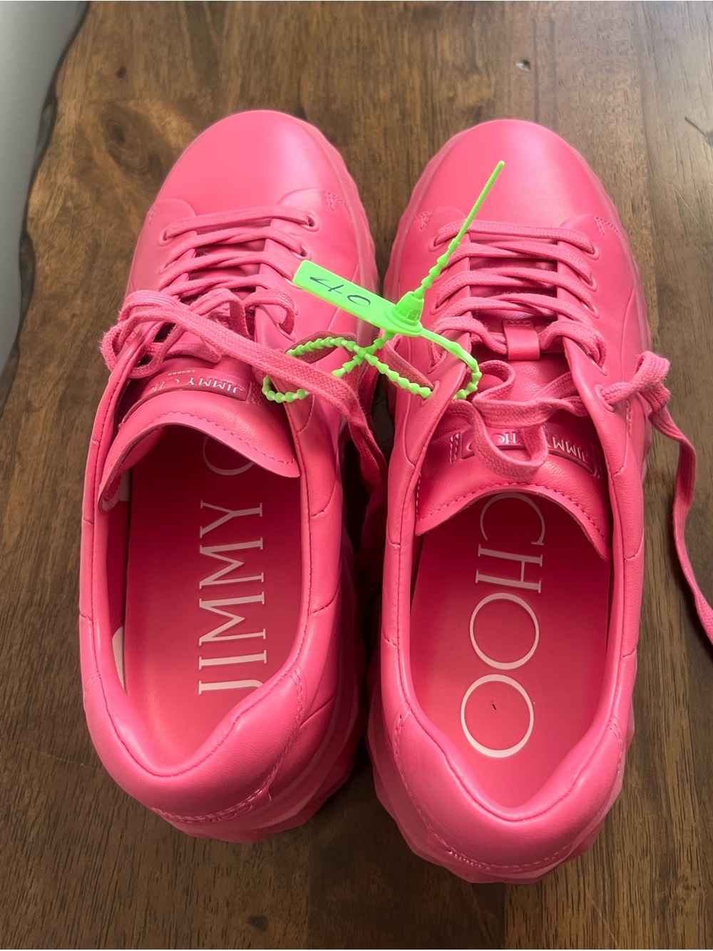 Jimmy Choo Coral Pink Platform Sneakers - Picture 4 of 9